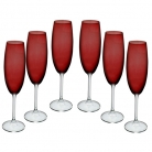 Jogo 6 ta�as p/champagne cristal Ruby