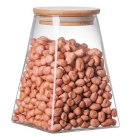 Pote de vidro tampa bambu